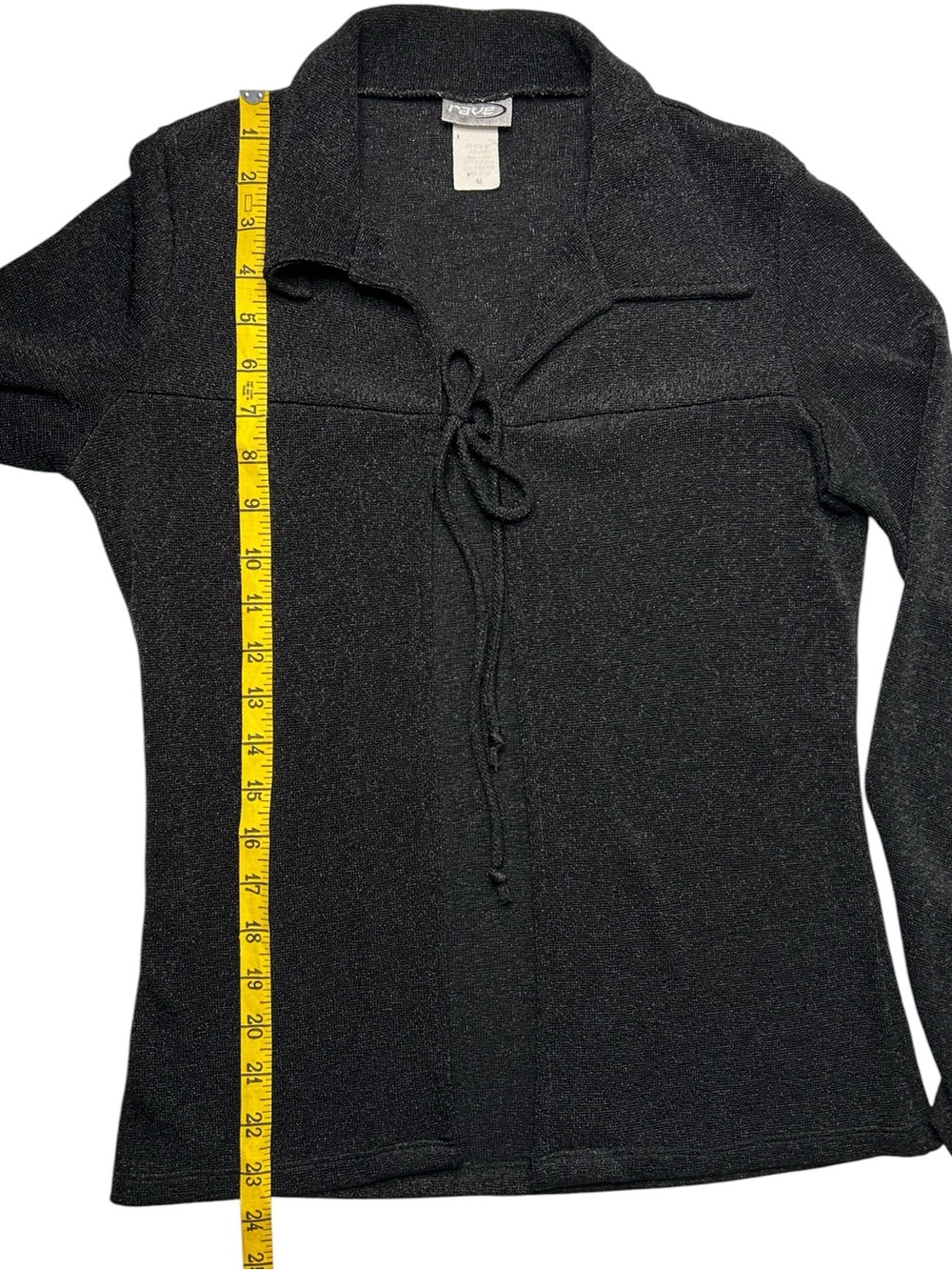 Vintage Y2K‎ Rave Metallic Tie Front Knit Cardigan Top USA Made M - Picture 12 of 12